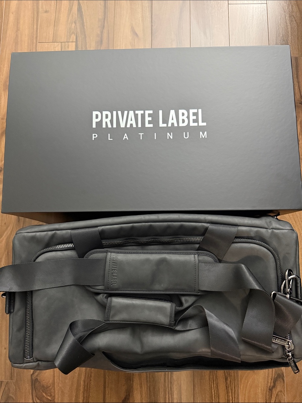 Private Label Platinum Black Men's Duffel Bag with Removable Strap